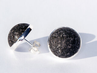 Ohrstecker Lava, schwarz, rund ca. 15mm, in Silber gefaßt